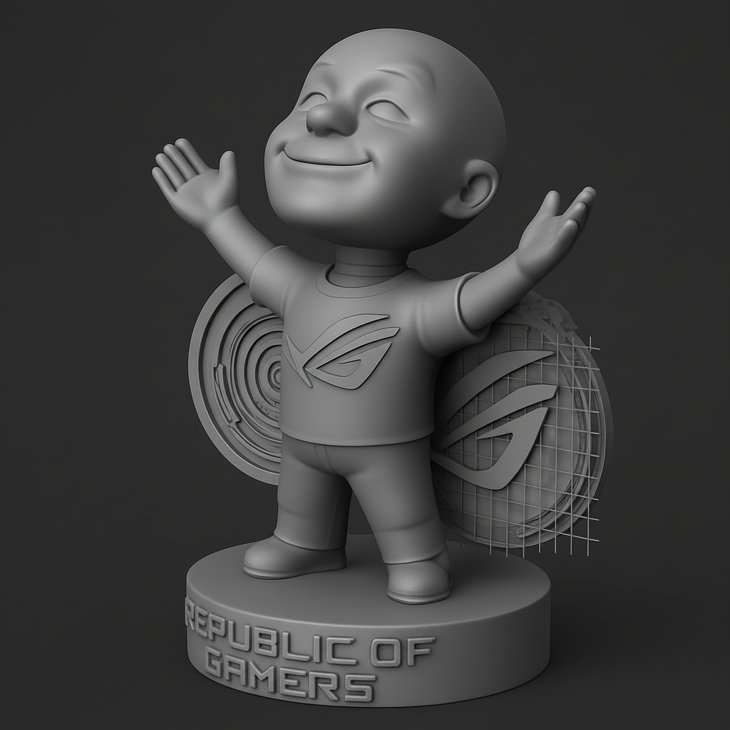 face to 3d model ai-3D portrait printing from photo_ROG Happy Gamer Mascot - Ultimate Desk Decor