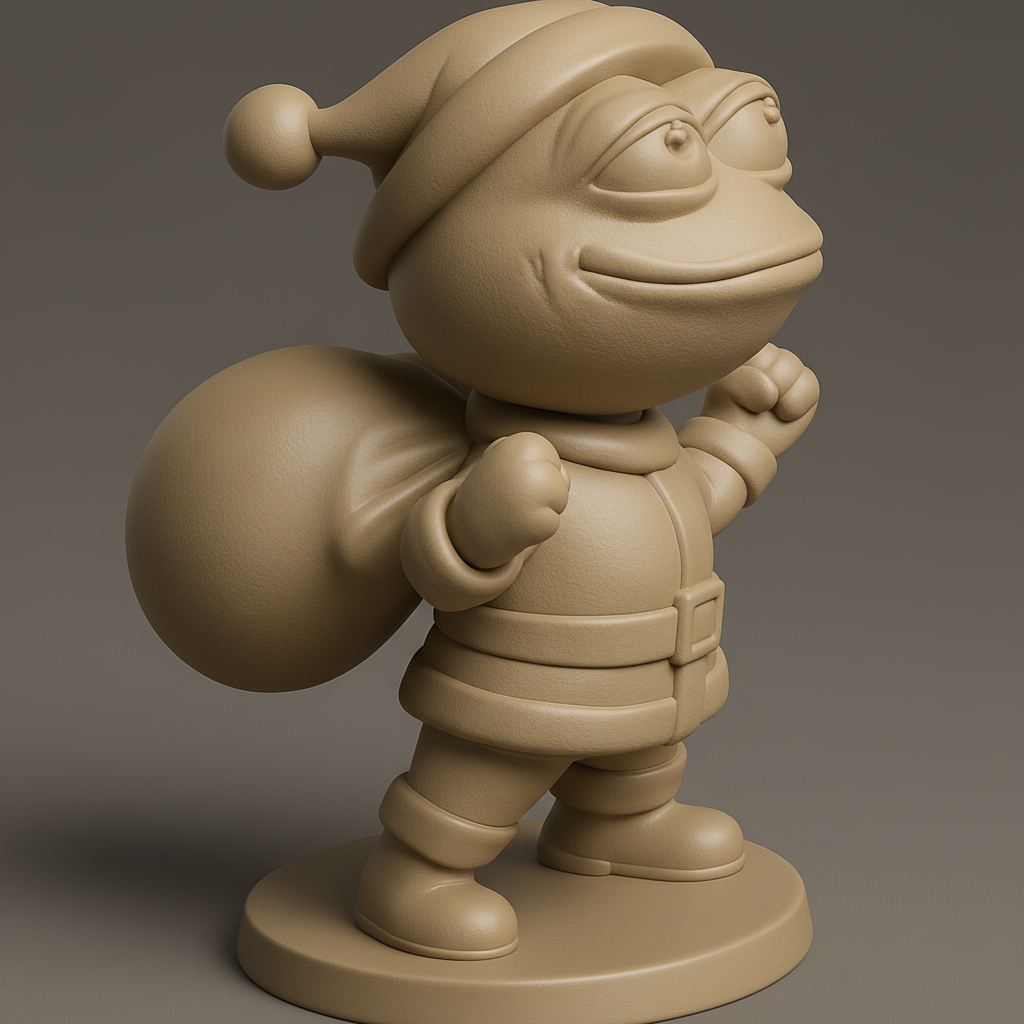 face to 3d model ai-3D portrait printing from photo_Jolly Pepe Santa: Your Festive Desk Companion!