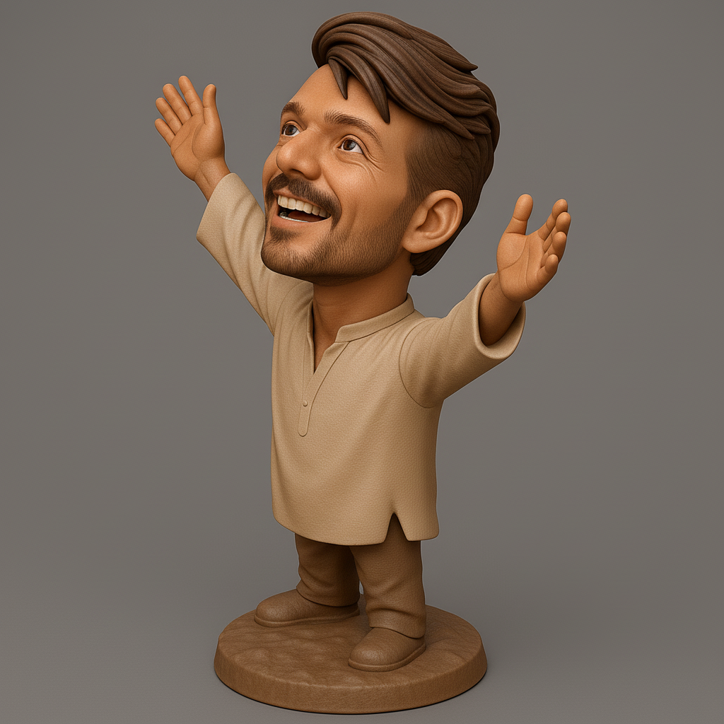 face anatomy 3d model-create 3d face model from photo_Joyful Character Statue for 3D Printing