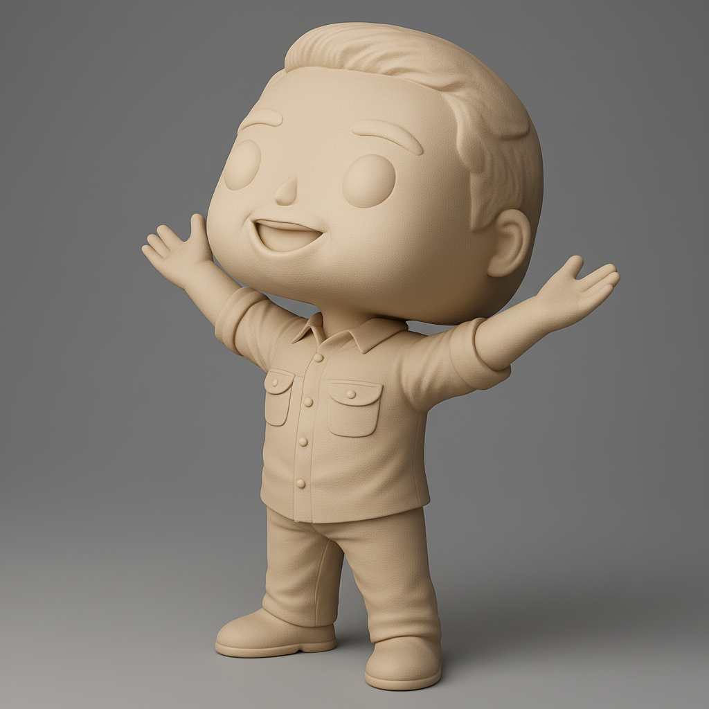 face to 3d model ai-3D portrait printing from photo_Welcoming Chibi Man - Expressive 3D Print Figurine
