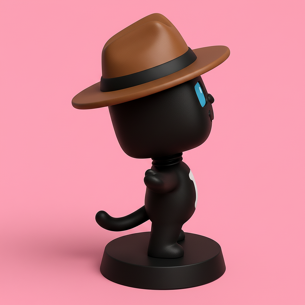 face anatomy 3d model-create 3d face model from photo_Charming Cat Figurine With Cowboy Hat