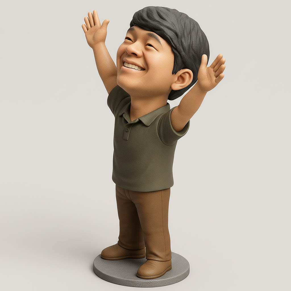 silhouette 3d printer maker-3d portrait printing_Joyful 3D Figurine with Open Arms