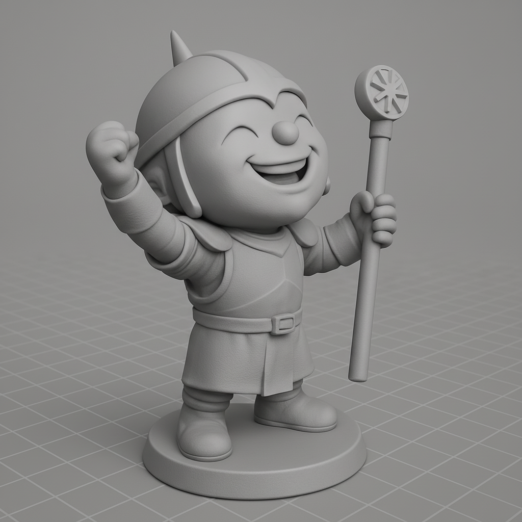 face to 3d model ai-3D portrait printing from photo_Smiling Fantasy Knight Figurine - Epic Desktop Buddy!