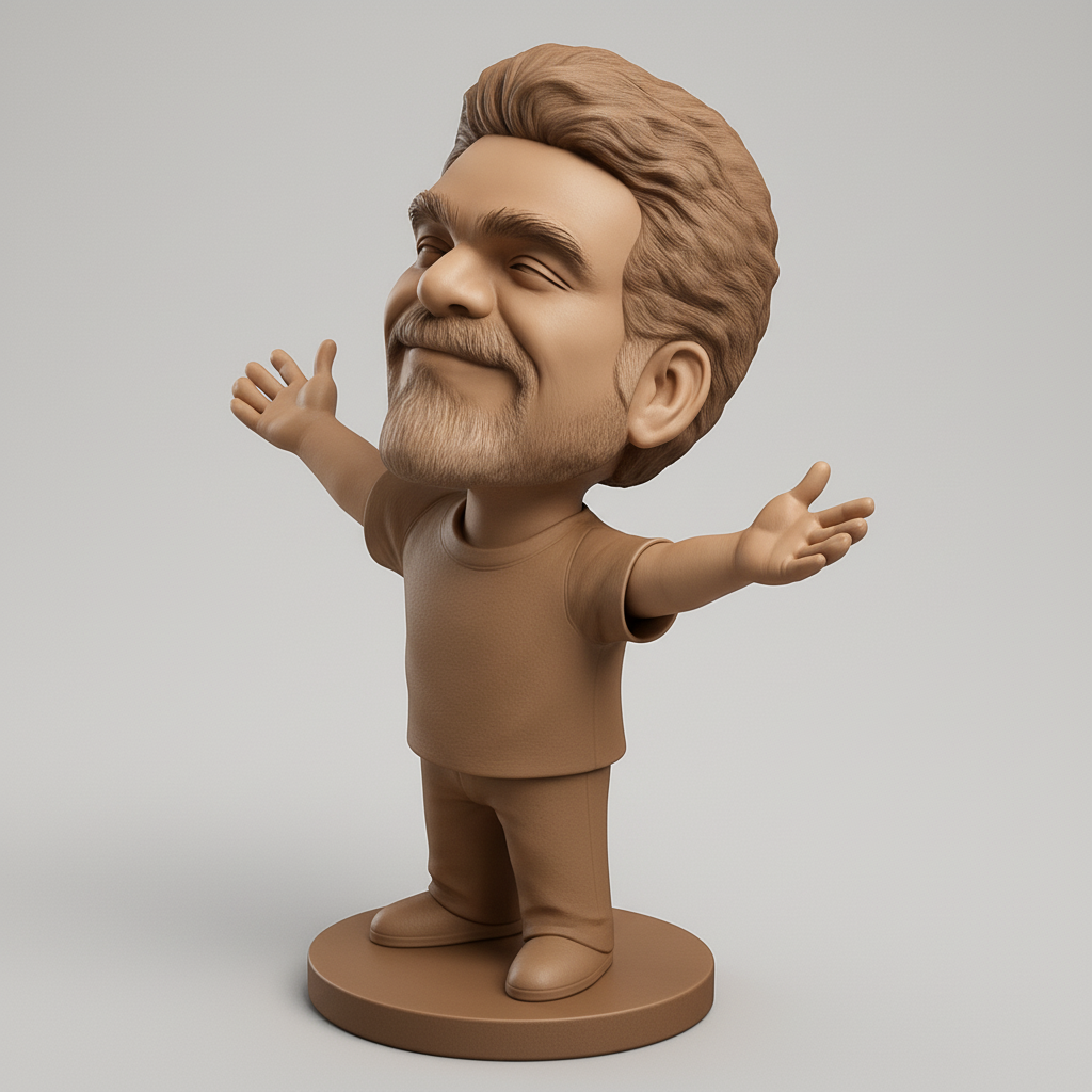 silhouette 3d printer maker-3d portrait printing_Joyful Welcome Statue: Open Arms, Happy Smile!