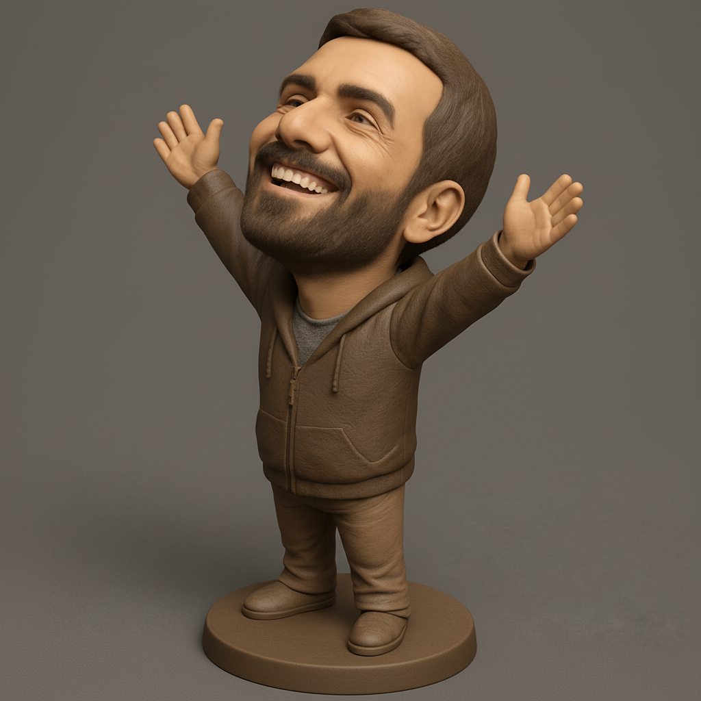 face anatomy 3d model-create 3d face model from photo_Happy Bobblehead Figurine: Uplifting Desktop Decor