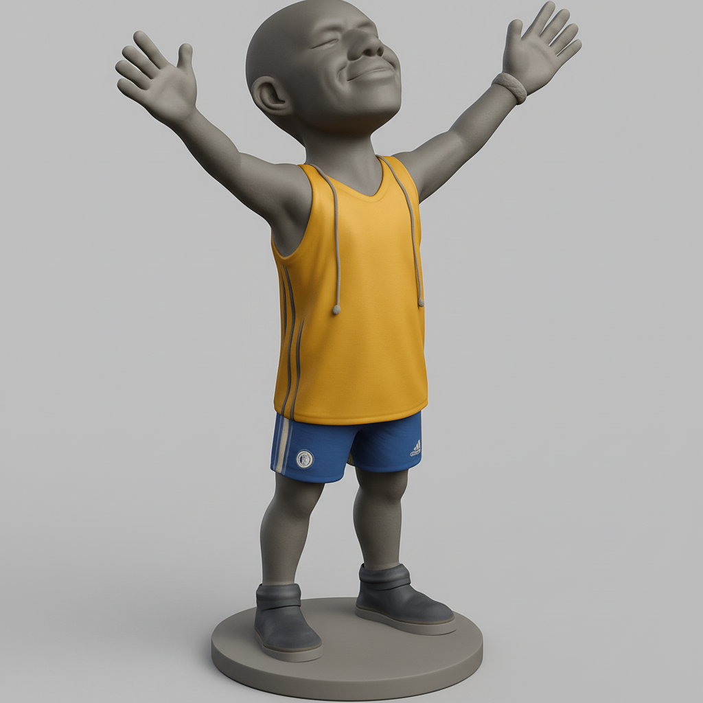 face to 3d model ai-3D portrait printing from photo_Joyful Kid Statue: Celebrate Happiness & Hope