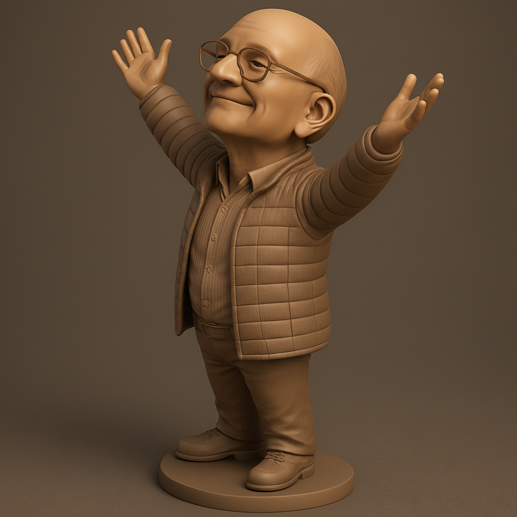 face anatomy 3d model-create 3d face model from photo_Joyful Gesture Bobblehead Style Figurine