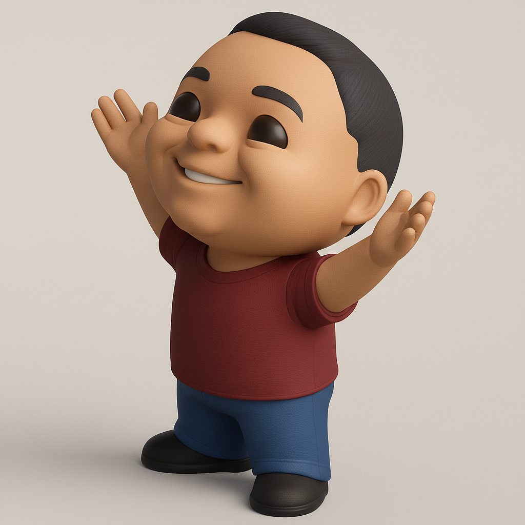 face to 3d model ai-3D portrait printing from photo_Happy Chibi Boy: Welcoming Arms Desktop Figure