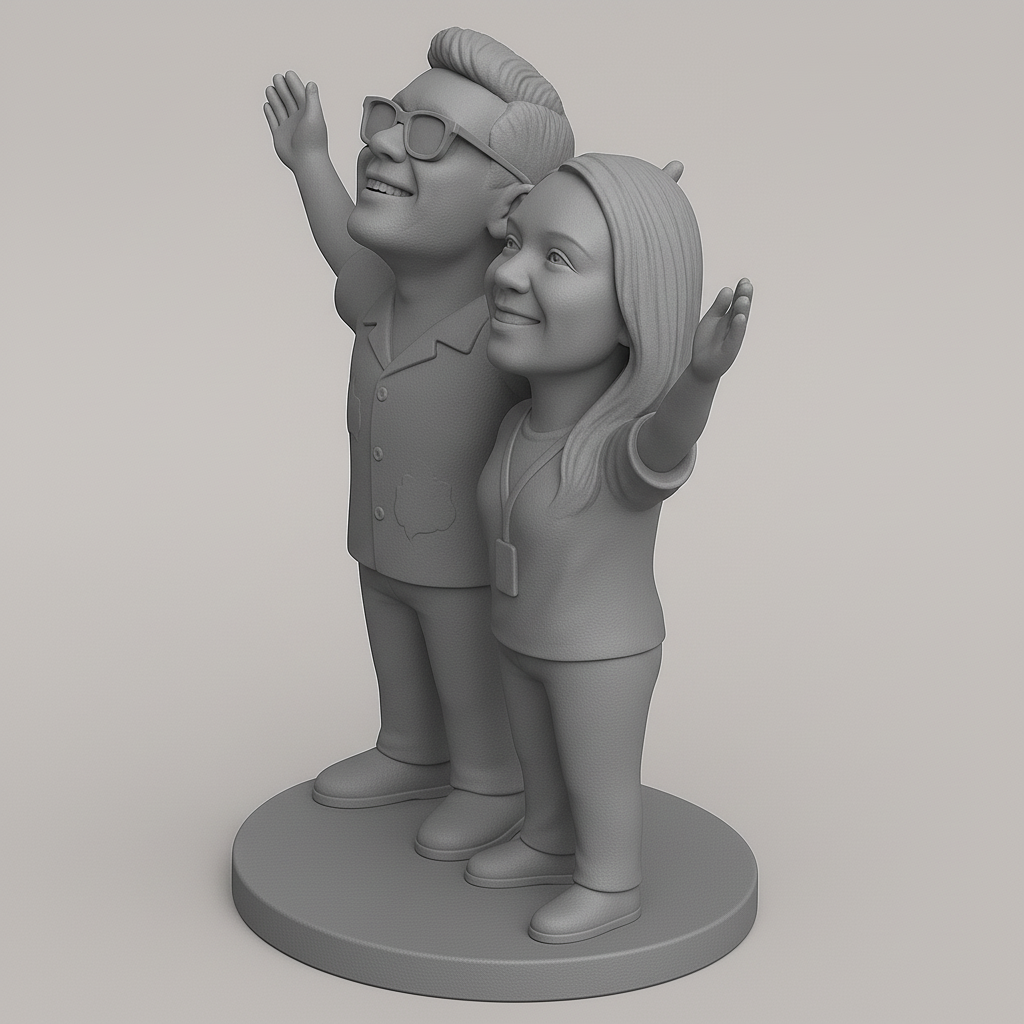 silhouette 3d printer maker-3d portrait printing_Joyful Couple 3D Figurine for Printing