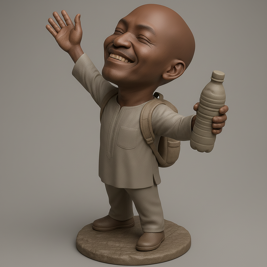 face anatomy 3d model-create 3d face model from photo_Joyful Character with Water Bottle