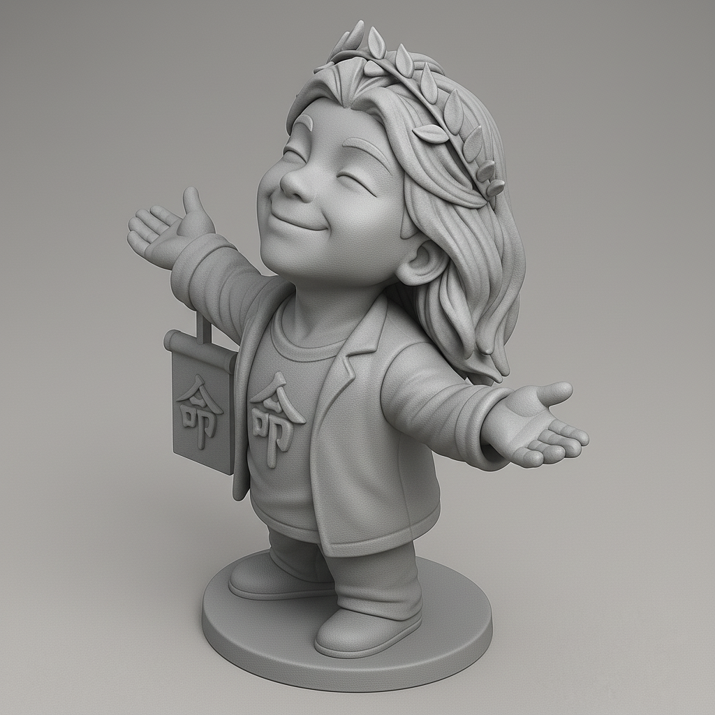 face anatomy 3d model-create 3d face model from photo_Joyful Character with Symbolic Sign