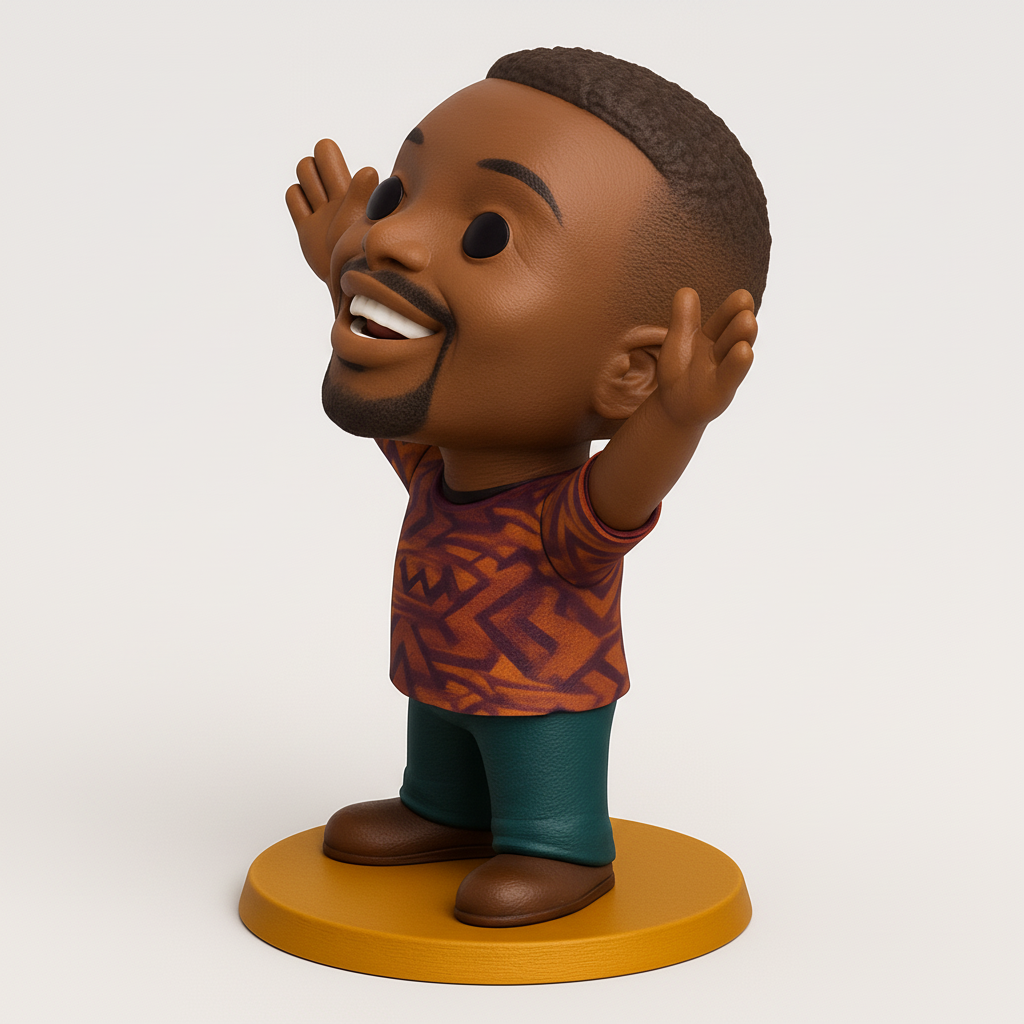 face anatomy 3d model-create 3d face model from photo_Celebrate Joy: Expressive Black Man Figurine