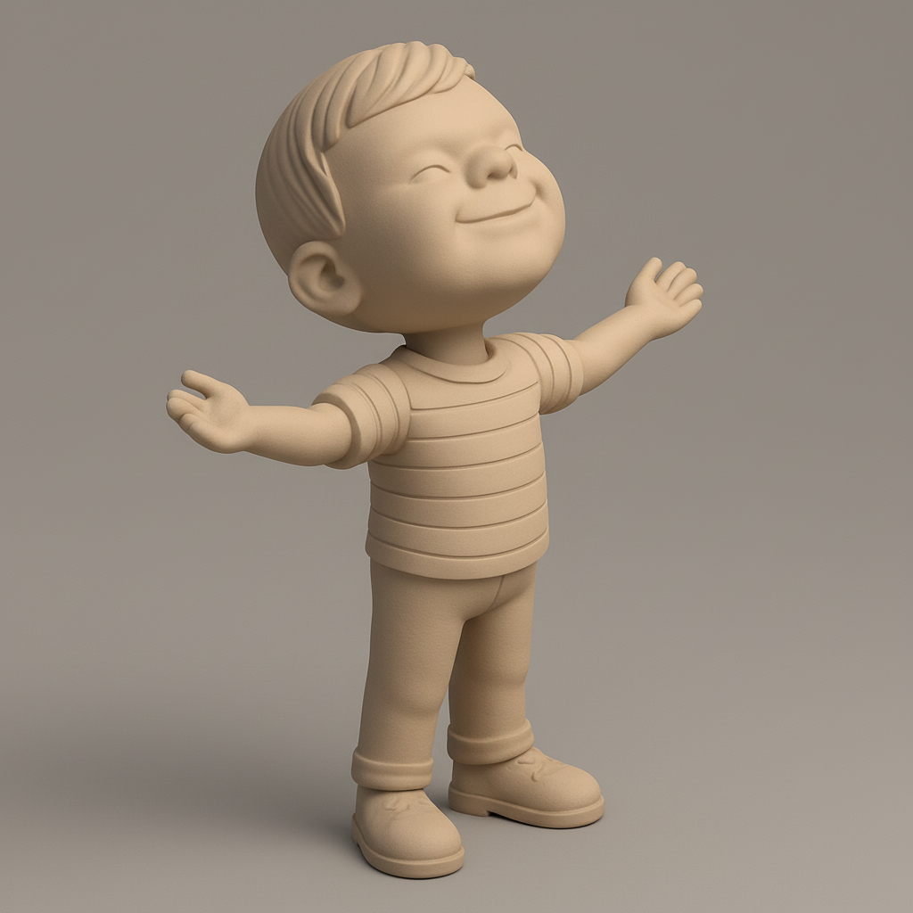 silhouette 3d printer maker-3d portrait printing_Hug Me Boy Figurine - Spreading Joy & Positivity