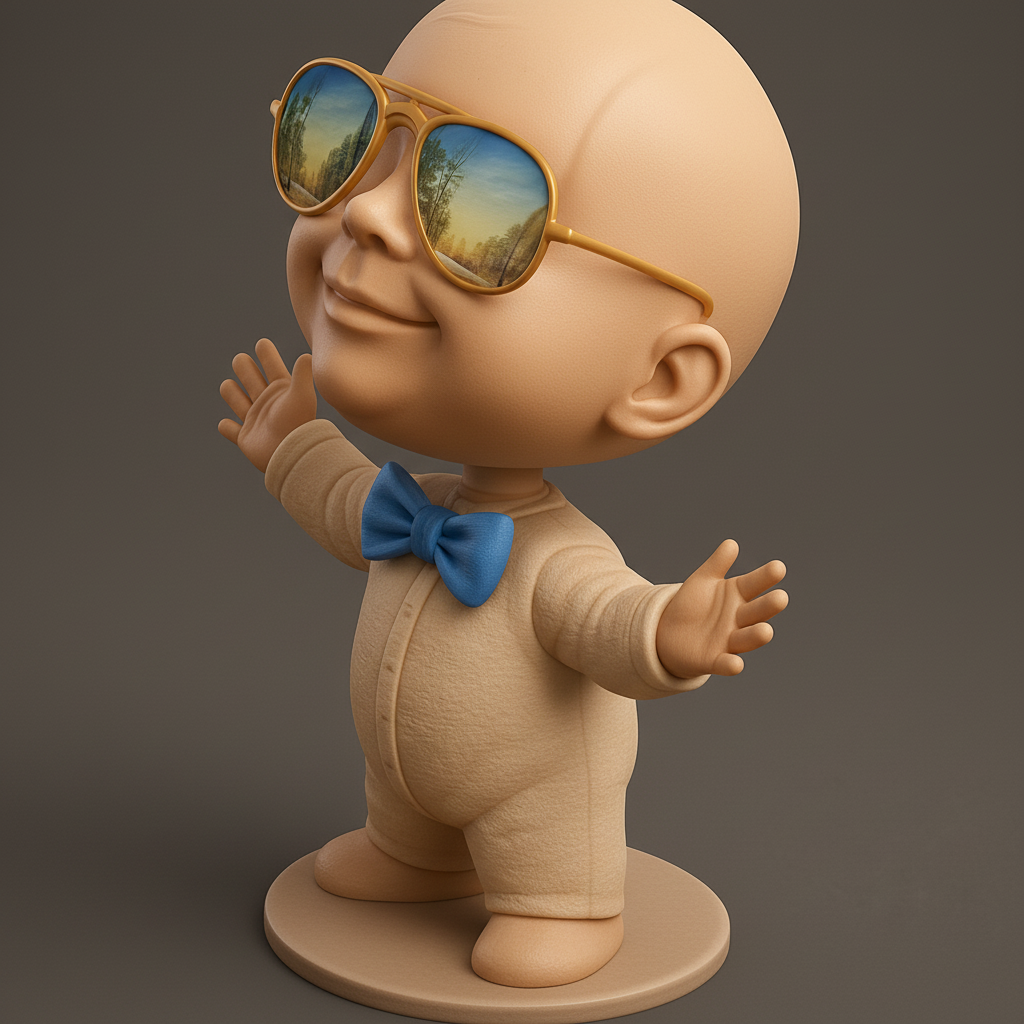 face anatomy 3d model-create 3d face model from photo_Welcoming 'Cool Shades' Baby Figurine - Unique Desk Pal