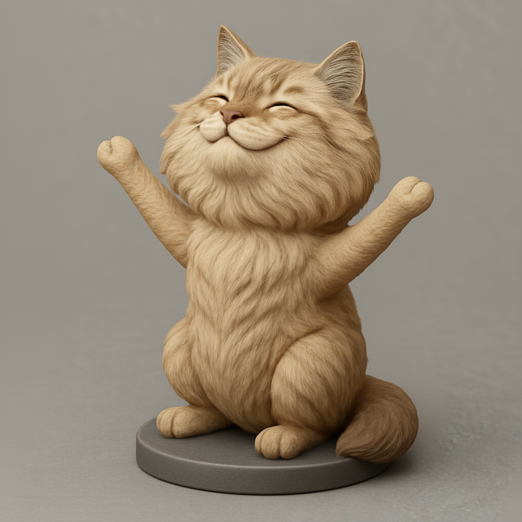 silhouette 3d printer maker-3d portrait printing_Joyful Hugging Cat Figurine – Spread Happiness!