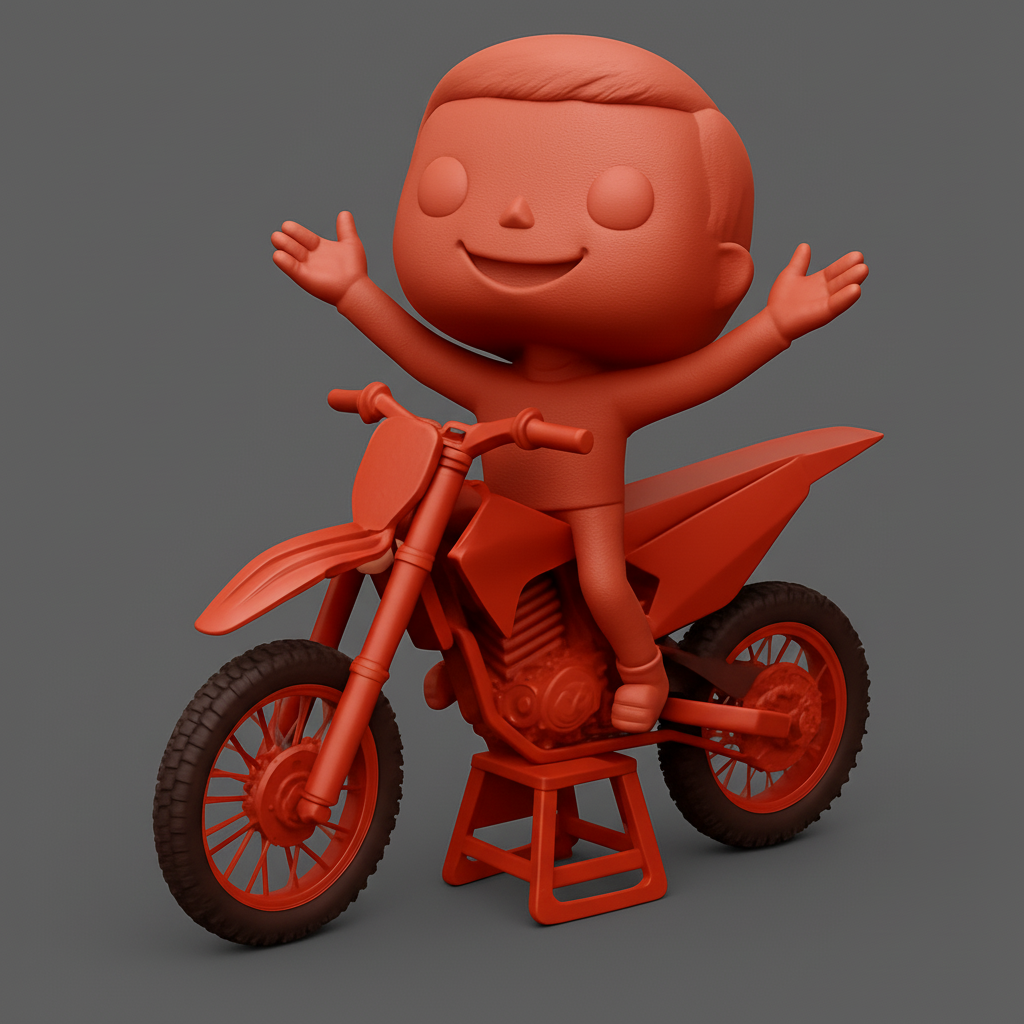 face to 3d model ai-3D portrait printing from photo_Motocross Fun: Happy Rider Desk Buddy