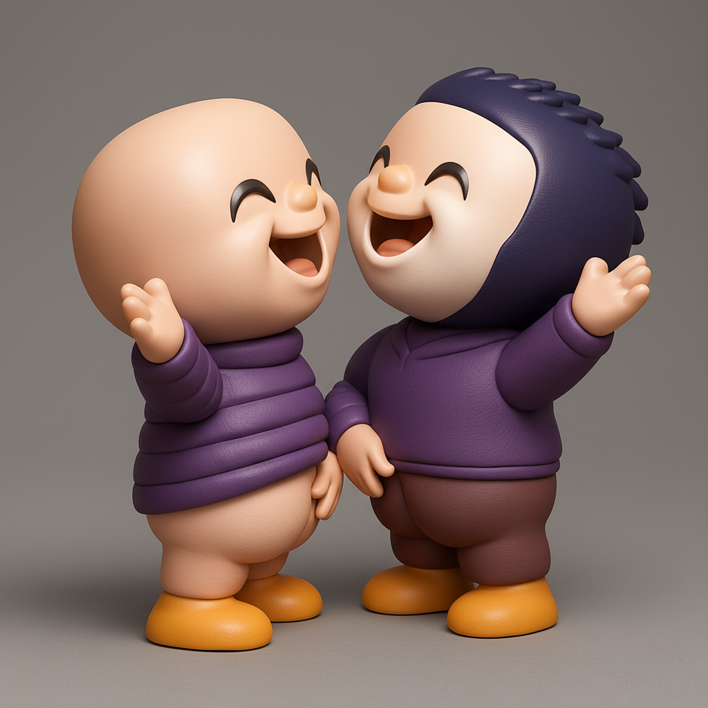 face to 3d model ai-3D portrait printing from photo_Joyful Friends Duo: Adorable Hugging Figurines