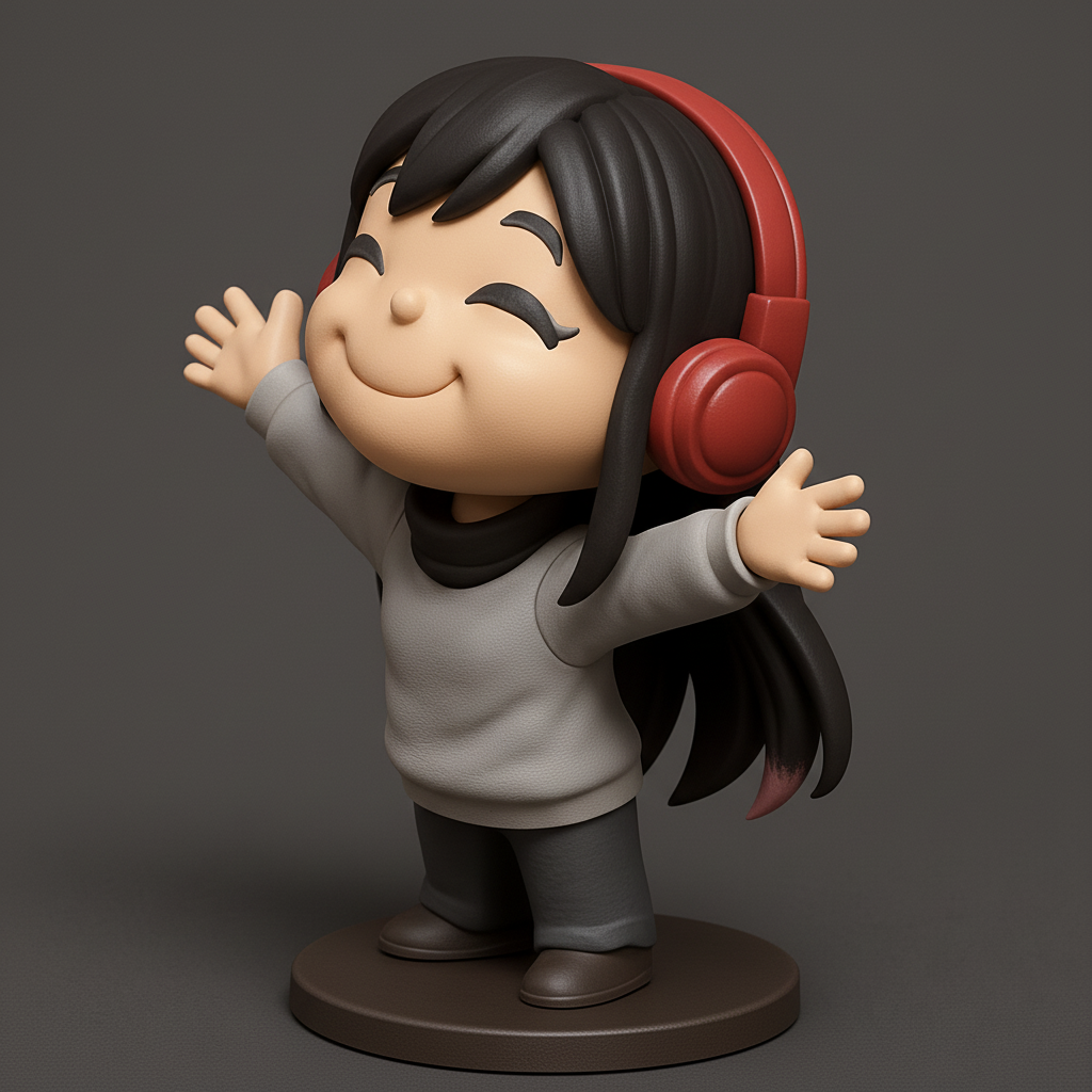 face anatomy 3d model-create 3d face model from photo_Radiant Chibi Girl: Happy Headphones 3D Collectible