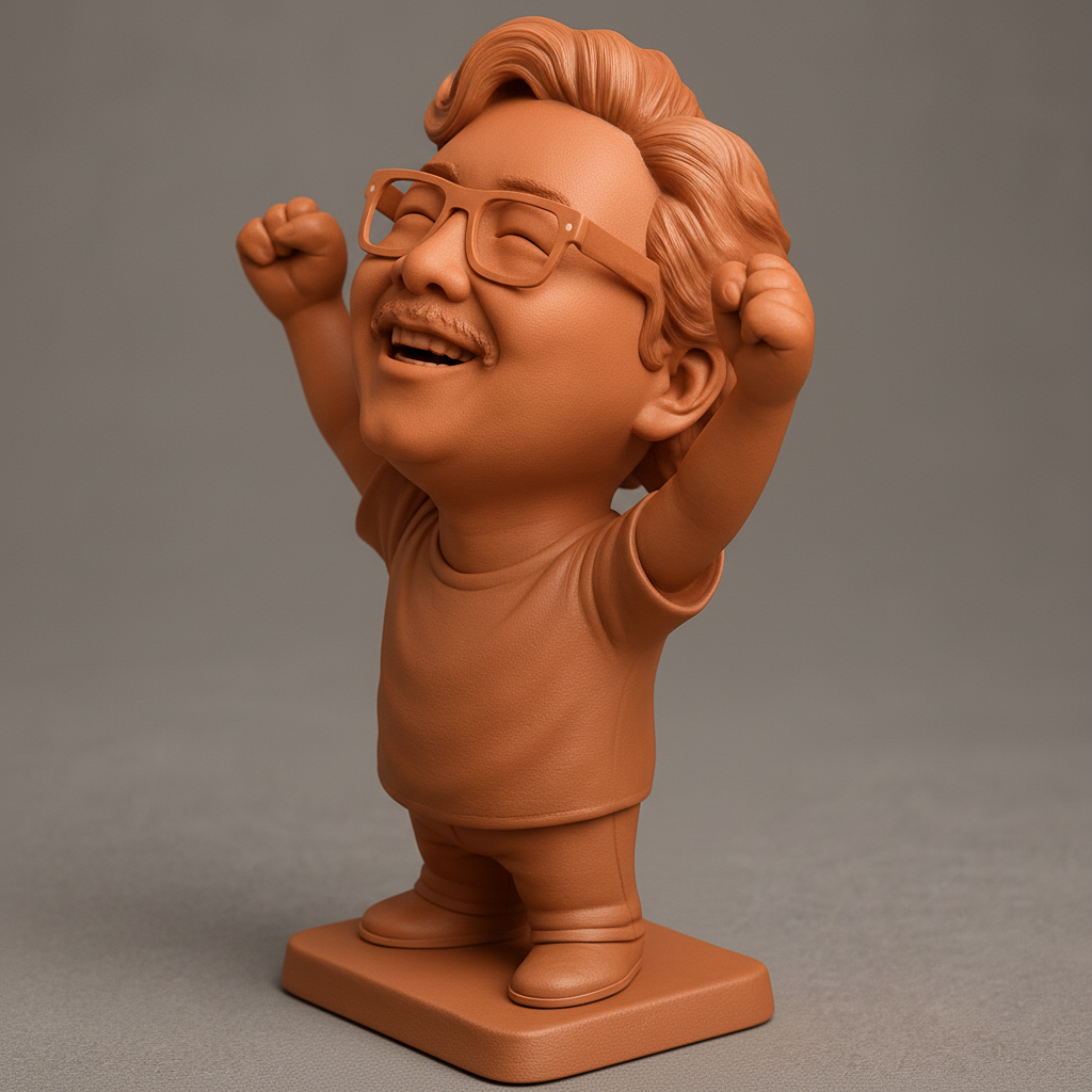 silhouette 3d printer maker-3d portrait printing_Expressive Joy Figurine: Celebrate Victories!
