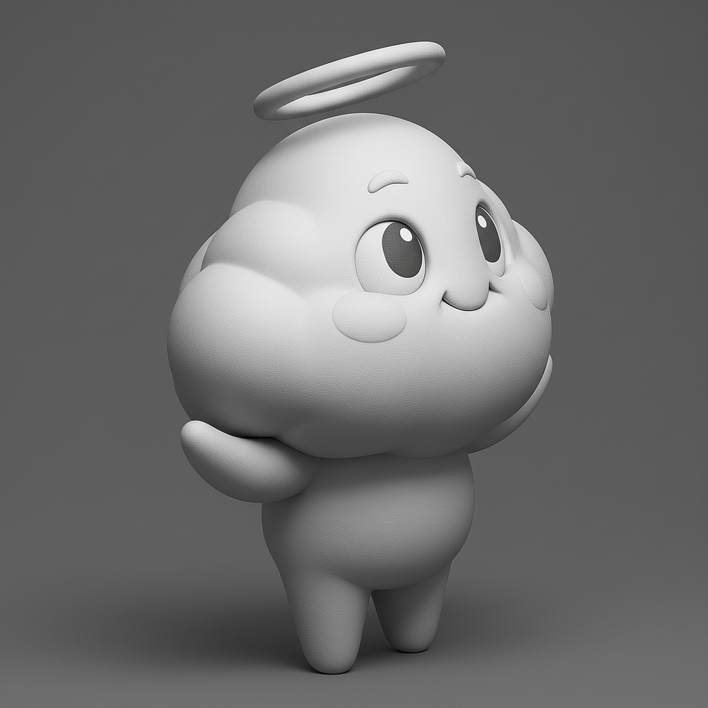 face anatomy 3d model-create 3d face model from photo_Cute Cloud Character with Halo