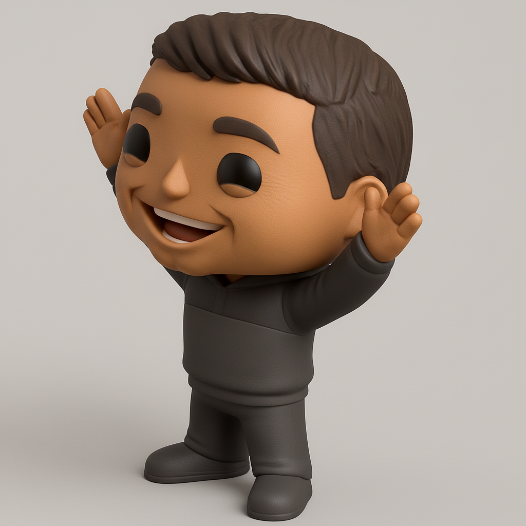 face to 3d model ai-3D portrait printing from photo_Uplifting Desk Companion: Happy Pop-Style Figurine
