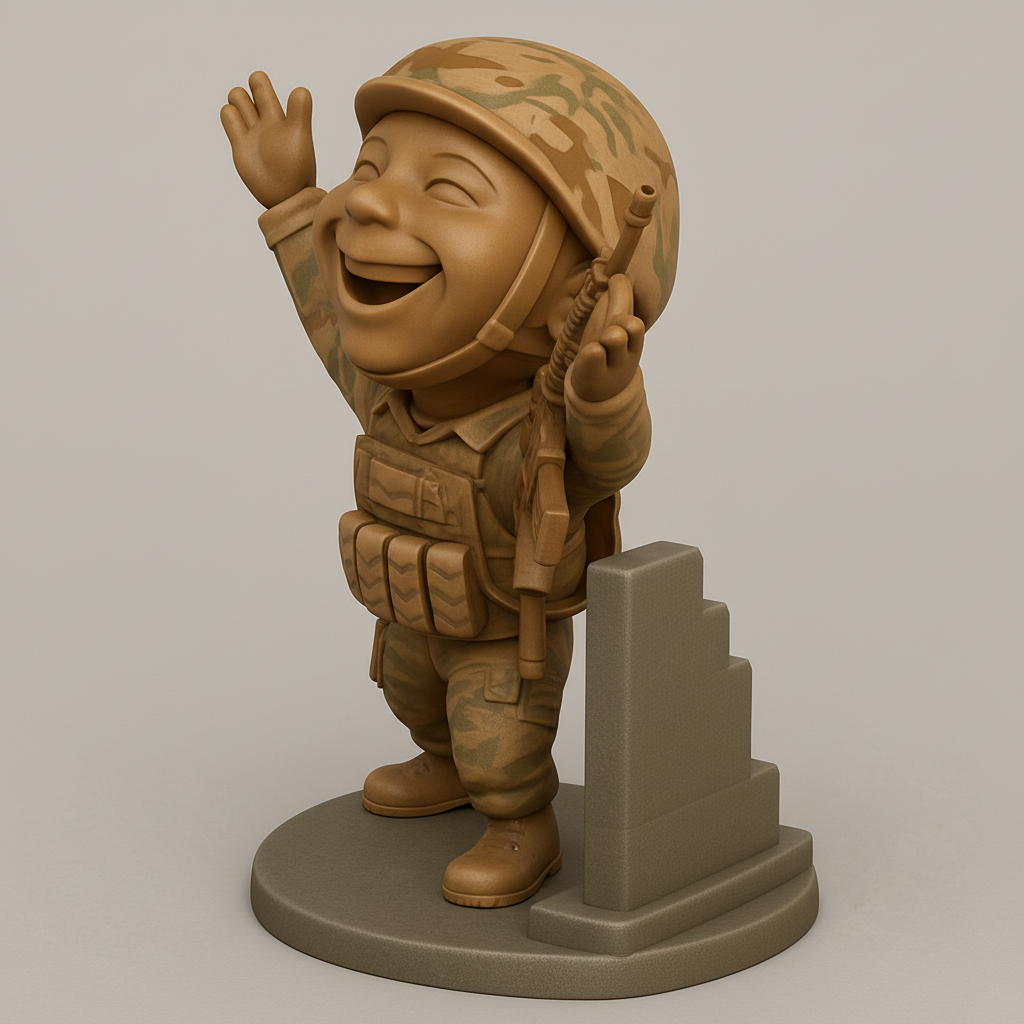 face anatomy 3d model-create 3d face model from photo_Cheery Chibi Soldier Figurine - Desktop Hero Print