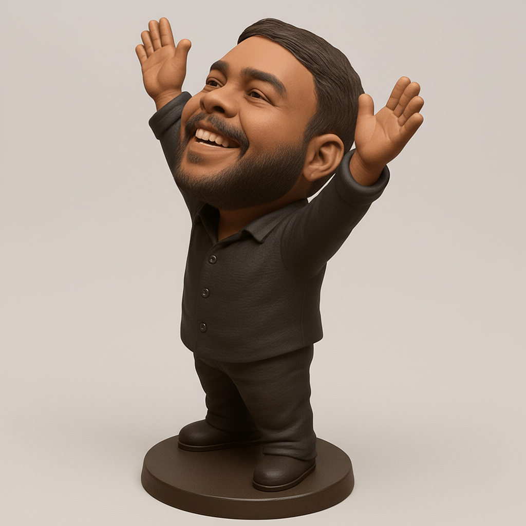 face to 3d model ai-3D portrait printing from photo_Joyful Celebration Bobblehead Figurine
