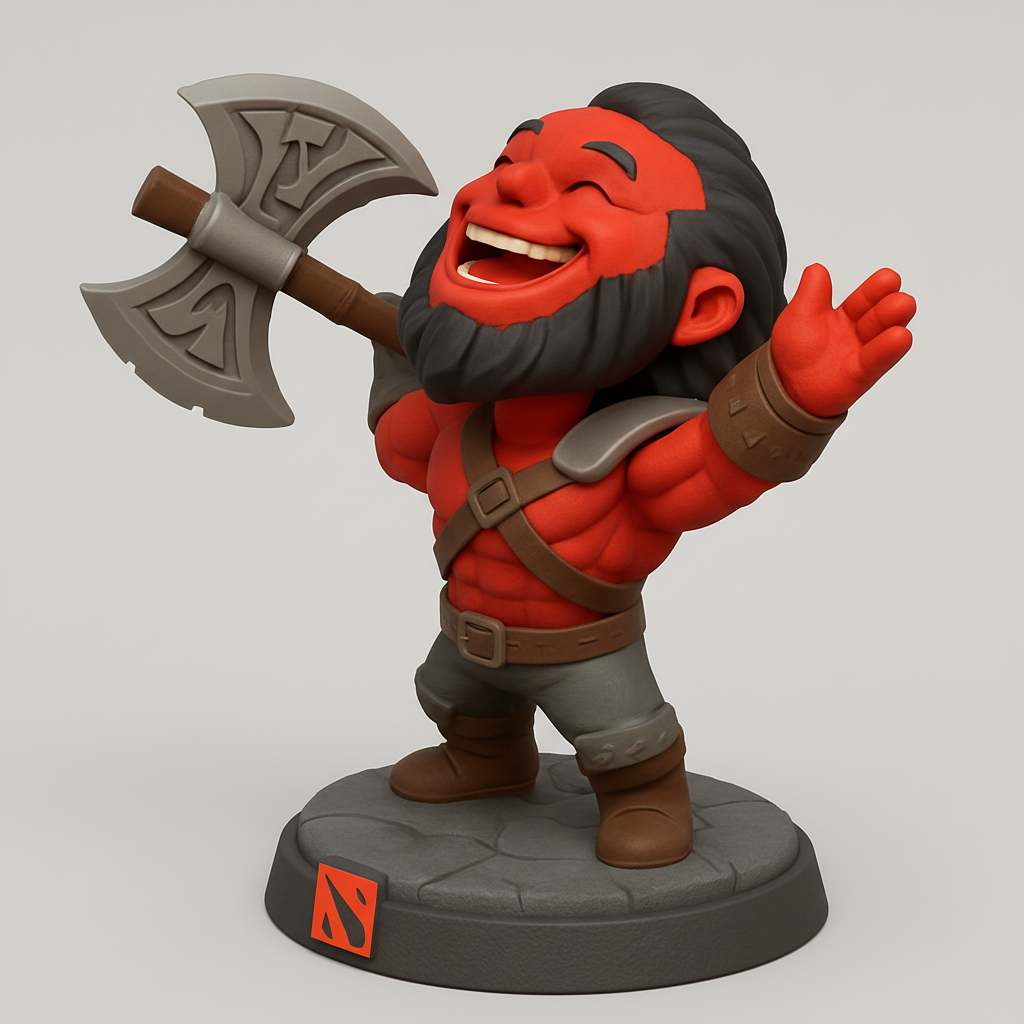 face anatomy 3d model-create 3d face model from photo_Cheerful Warrior with Axe Figurine