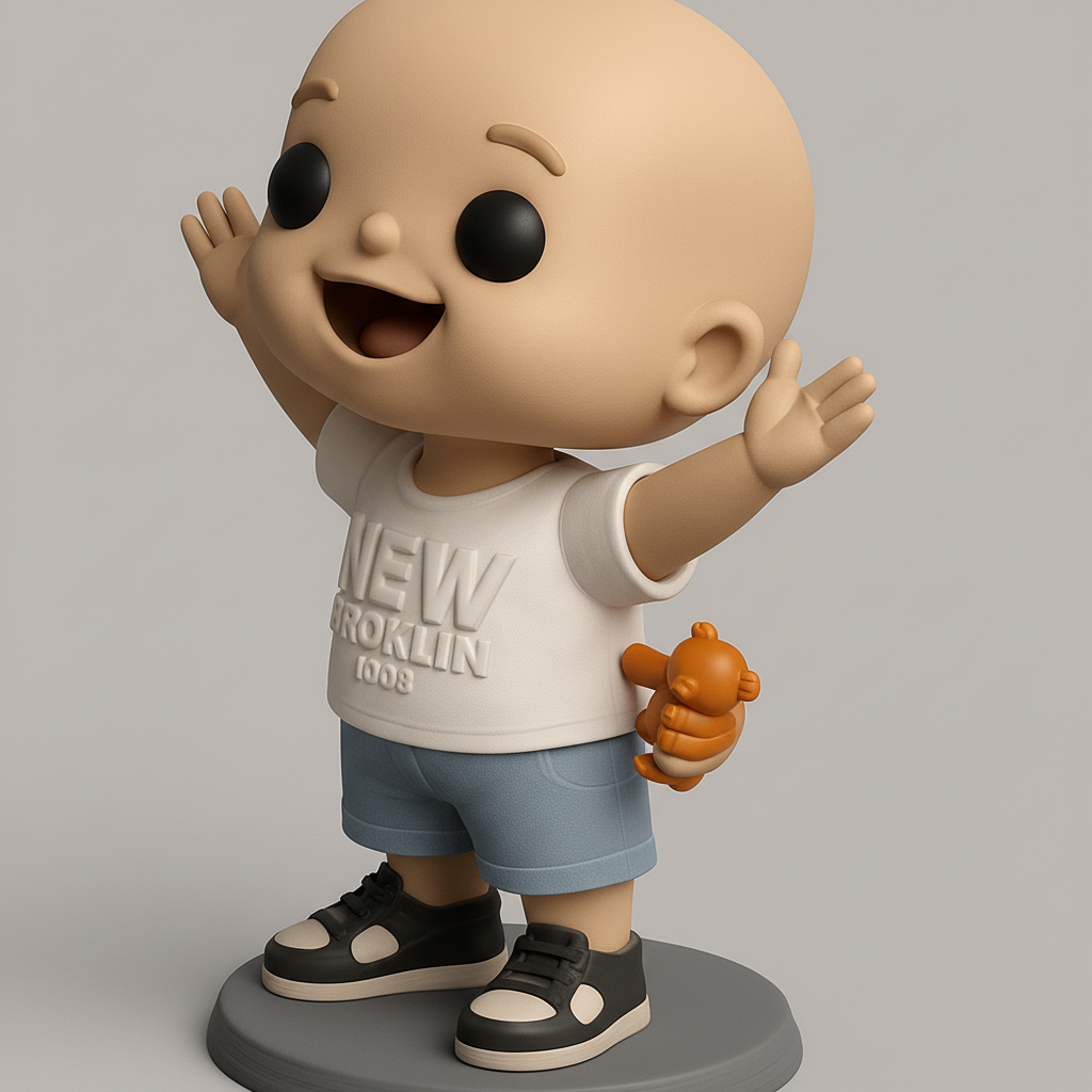 face to 3d model ai-3D portrait printing from photo_Adorable Playful Baby Figurine - A Fun Collectible