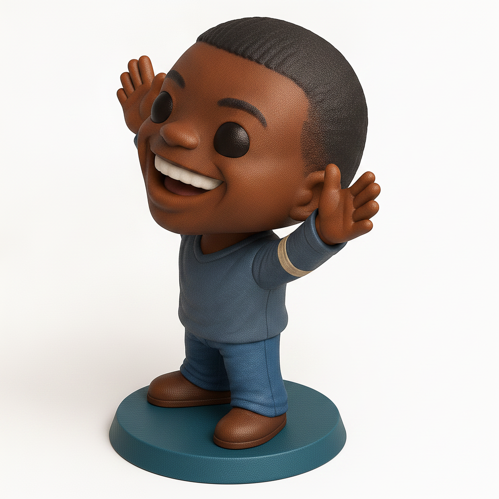 face to 3d model ai-3D portrait printing from photo_Joyful Boy Chibi Figurine - Happy Smile Desk Decor