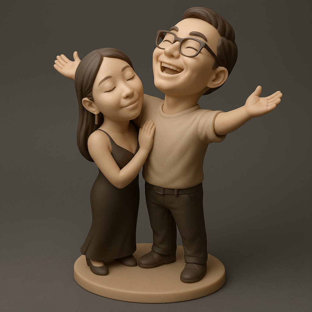 silhouette 3d printer maker-3d portrait printing_Joyful Couple Figurine for Celebrations