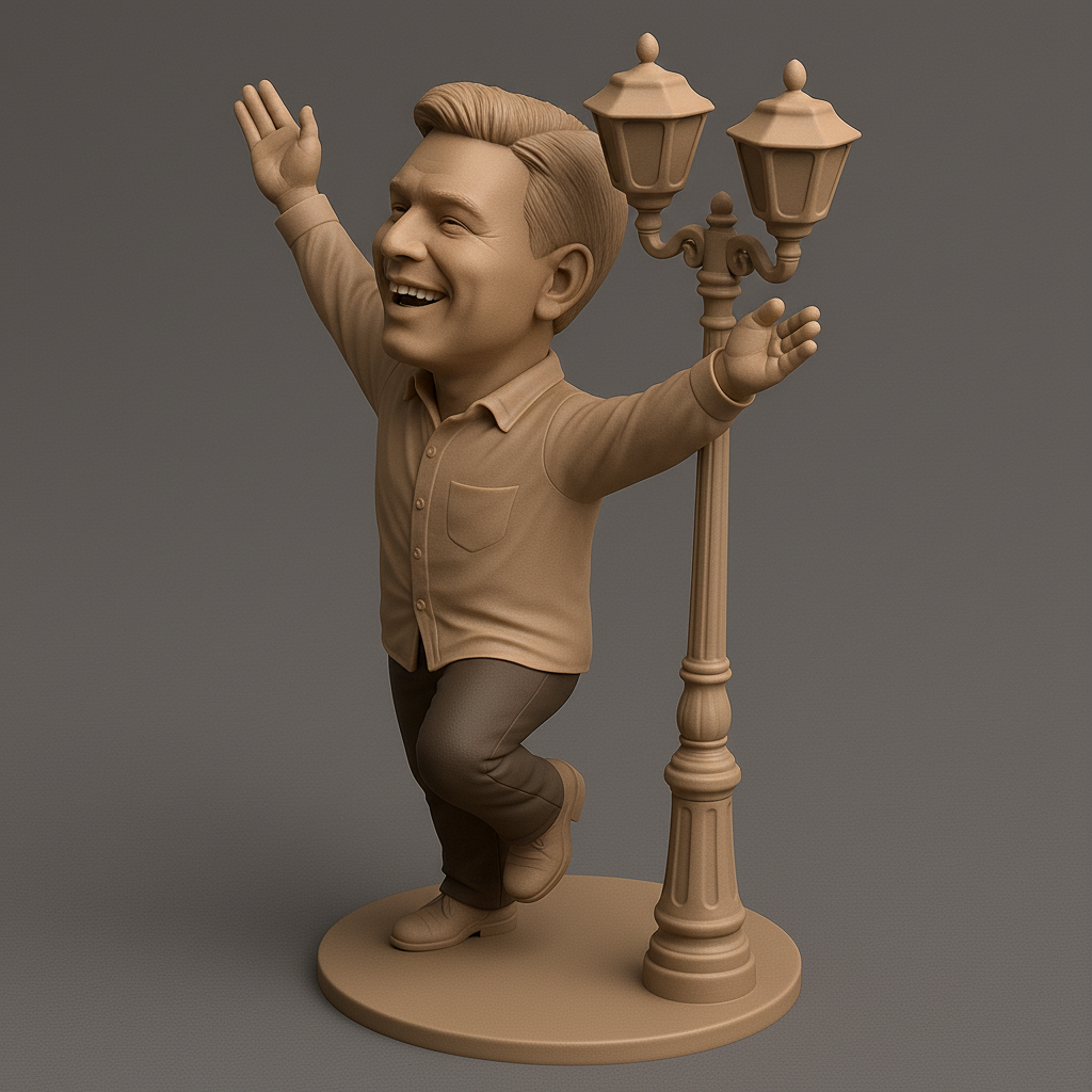 silhouette 3d printer maker-3d portrait printing_Joyful Street Performer Statue