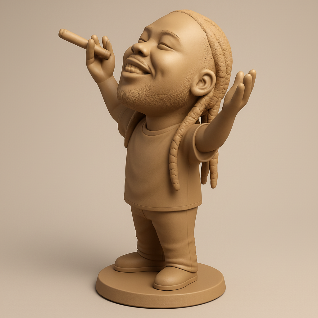 silhouette 3d printer maker-3d portrait printing_Chibi Joy: Happy Music Performer Figurine