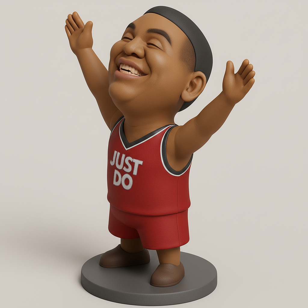 face anatomy 3d model-create 3d face model from photo_Smiling 'Just Do' Bobblehead for Your Desk