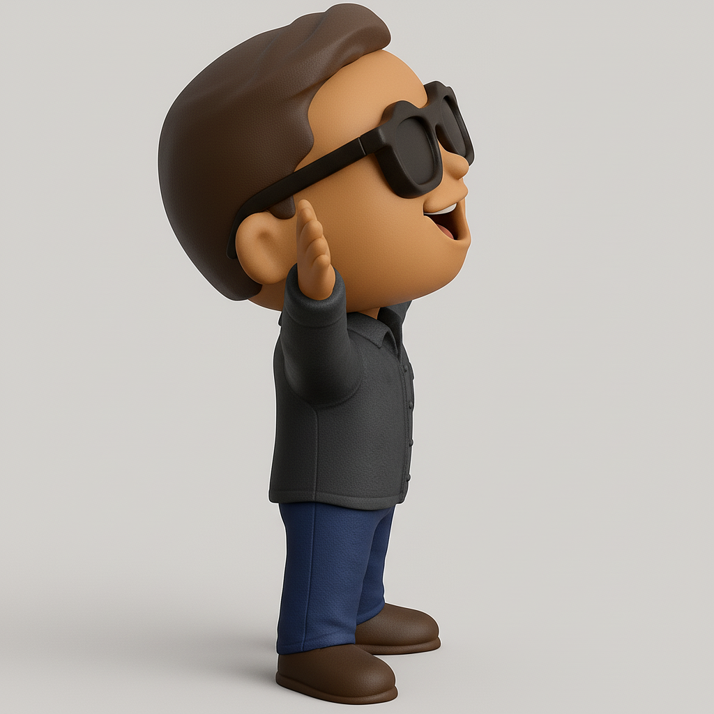 face anatomy 3d model-create 3d face model from photo_Happy Guy with Shades - Dynamic Desk Buddy Print