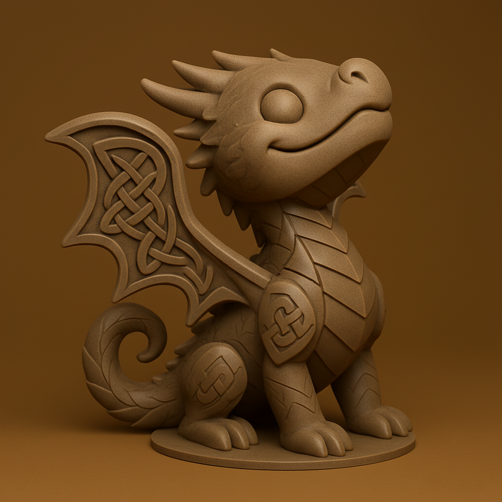 face to 3d model ai-3D portrait printing from photo_Adorable Celtic Dragon Statue - Whimsical & Easy to Print!