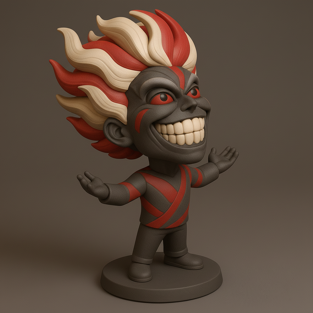 silhouette 3d printer maker-3d portrait printing_Energetic Character Figurine with Wild Hair