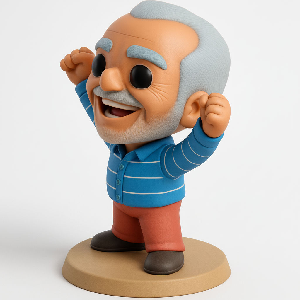 face to 3d model ai-3D portrait printing from photo_Happy Senior Figure: Celebrate Joy & Success!