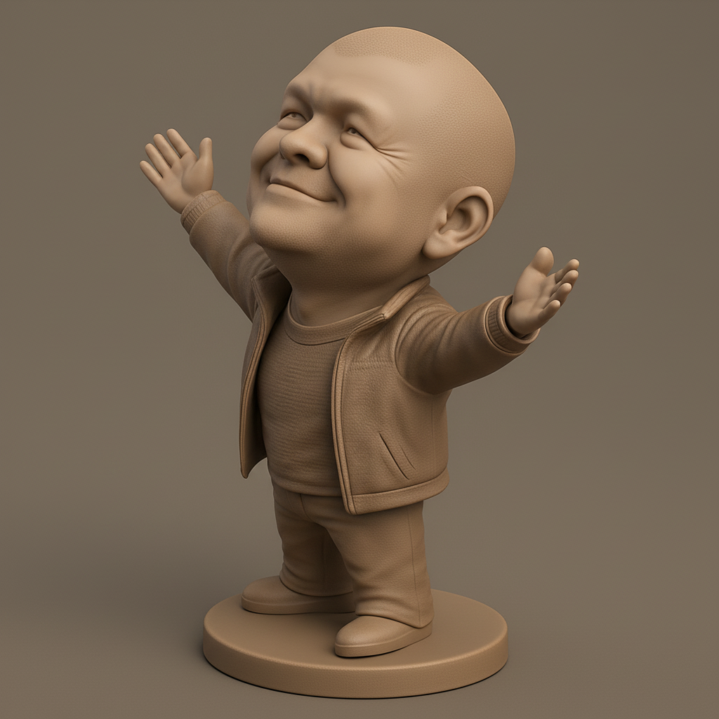 silhouette 3d printer maker-3d portrait printing_Joyful Bobblehead: Spreading Happiness Statue