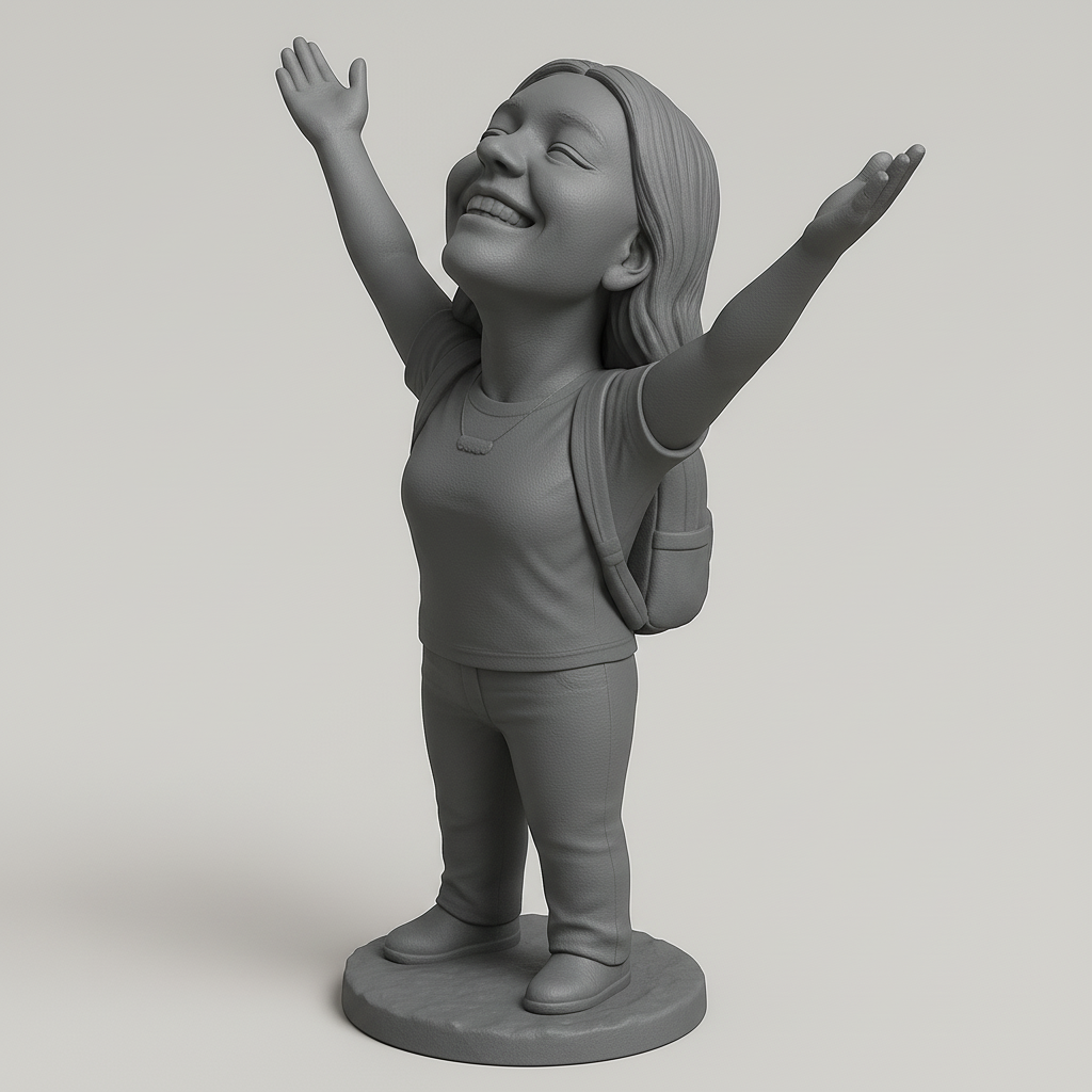 silhouette 3d printer maker-3d portrait printing_Joyful Adventure Figure with Backpack