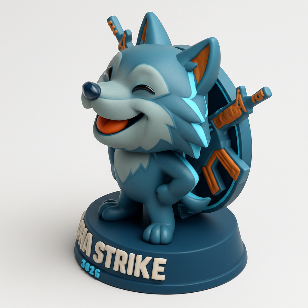 face to 3d model ai-3D portrait printing from photo_Alpha Strike Wolf: Cute & Bold Gaming Mascot Figurine