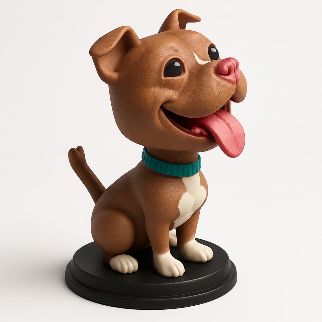 face anatomy 3d model-create 3d face model from photo_Smiling Pit Bull Buddy - Bring Joy to Any Space!