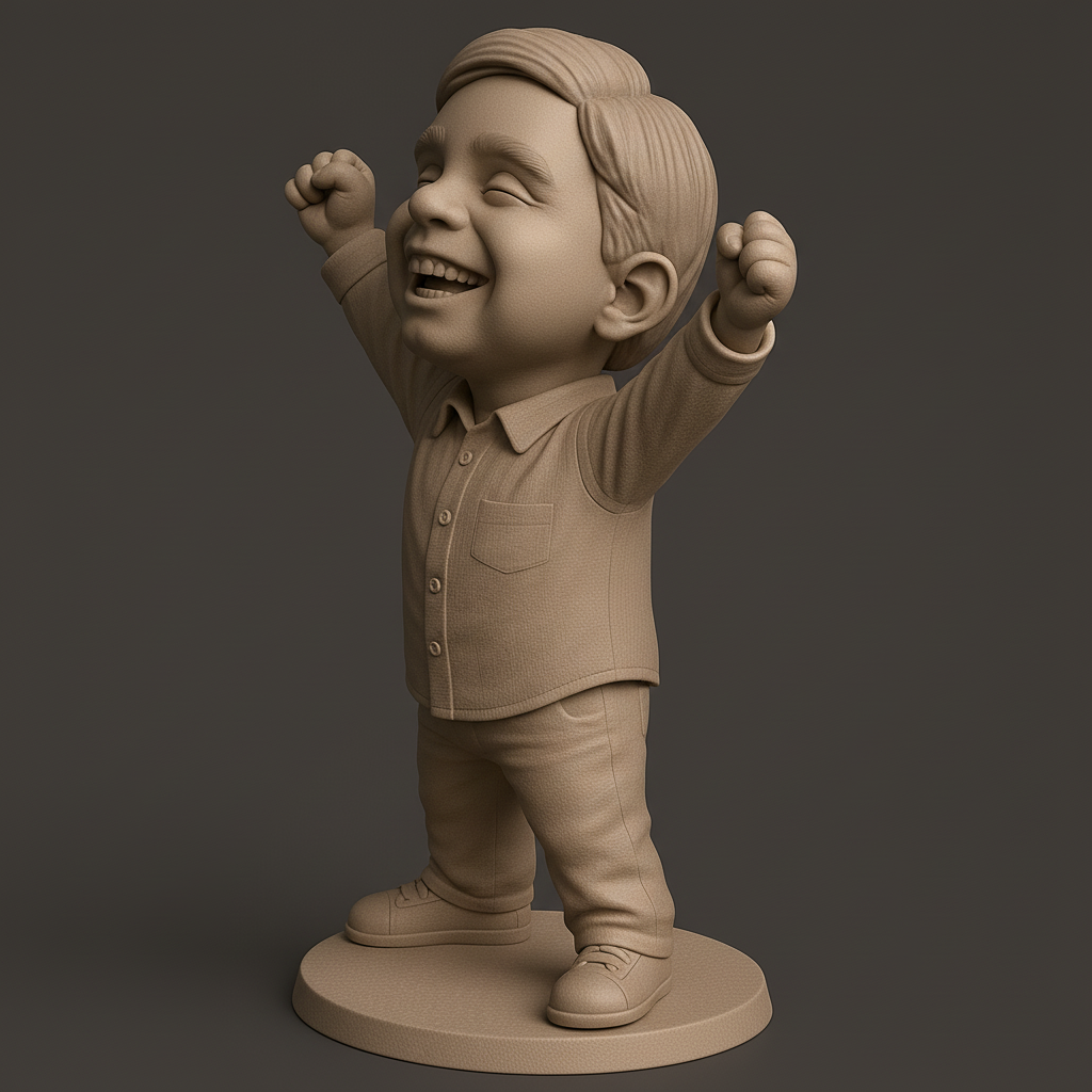 face anatomy 3d model-create 3d face model from photo_Joyful Kid Figurine for 3D Printing
