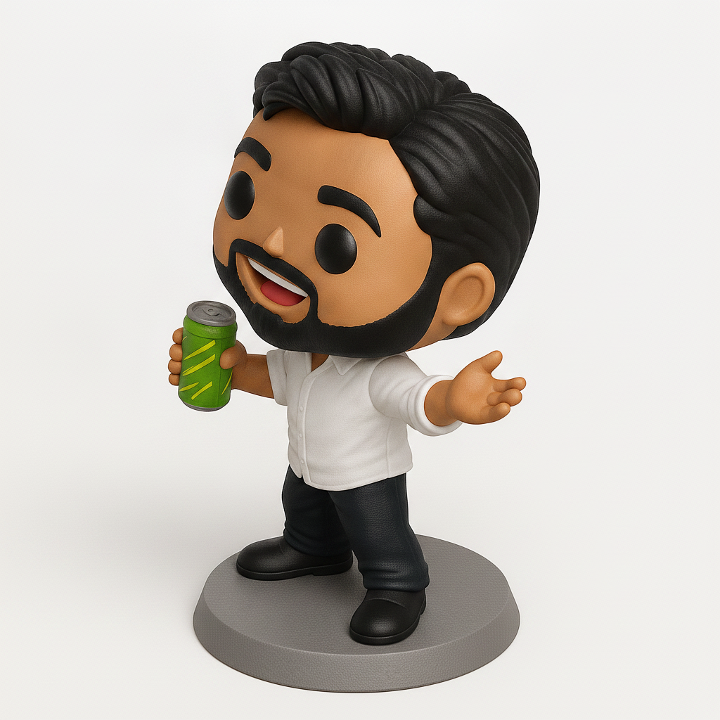 face to 3d model ai-3D portrait printing from photo_Funko-Style Bearded Enthusiast Desk Companion