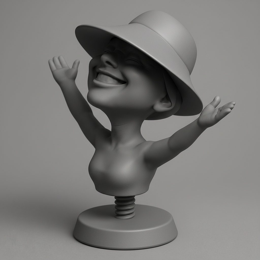 silhouette 3d printer maker-3d portrait printing_Happy Bobblehead Bust - Smile & Spread Joy