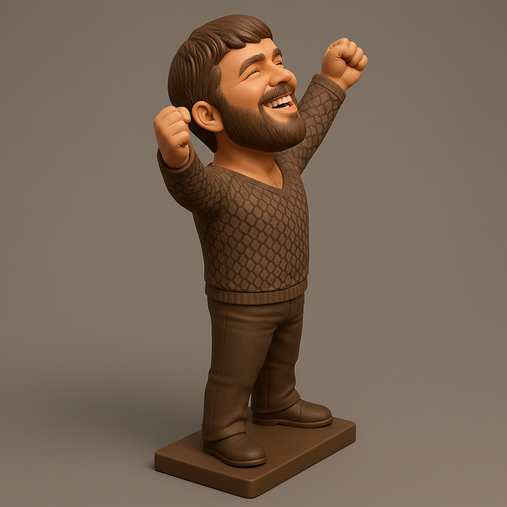 face anatomy 3d model-create 3d face model from photo_Joyful Victory Pose Figurine