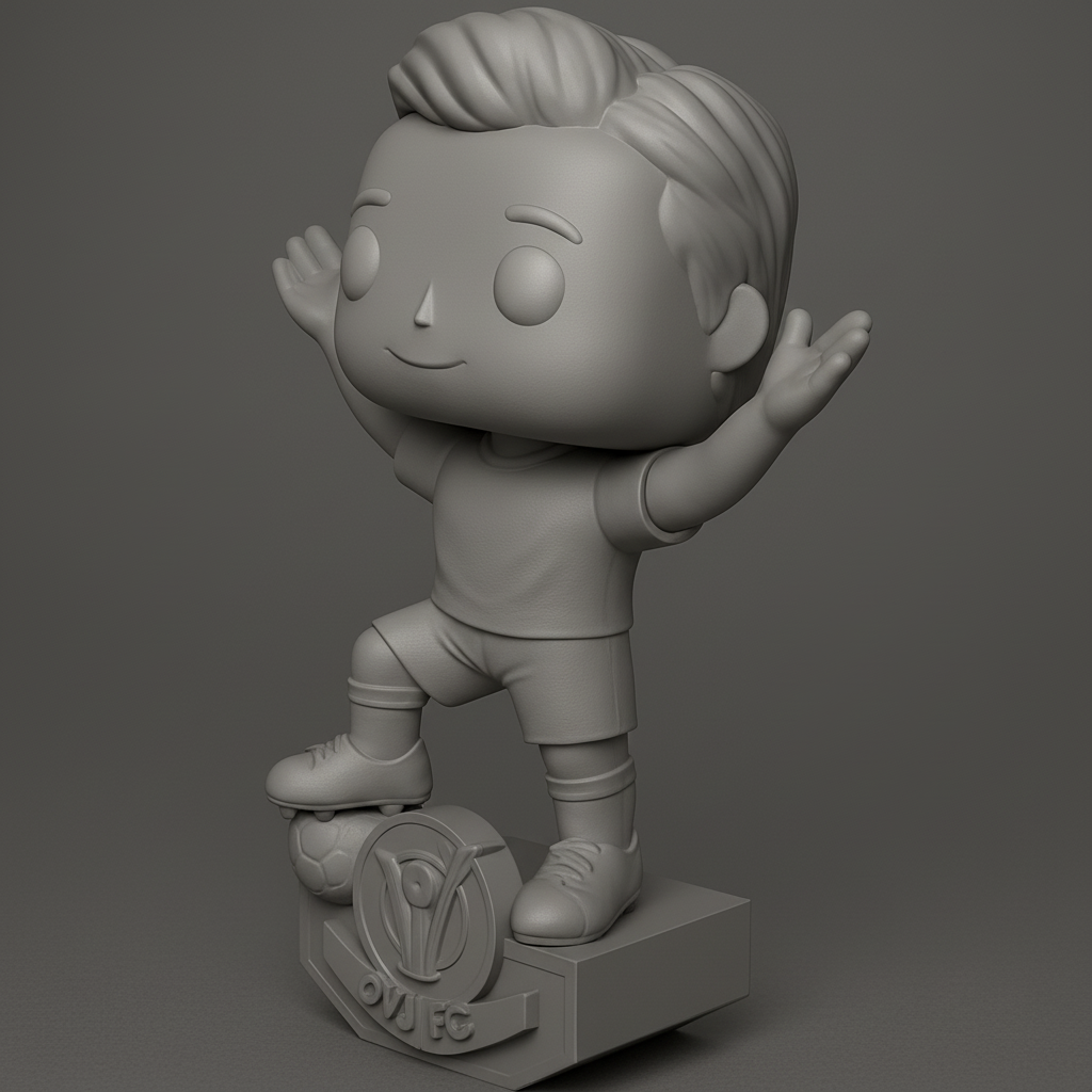 face to 3d model ai-3D portrait printing from photo_OVJ FC Soccer Star Funko Pop Style Fan Art & Trophy