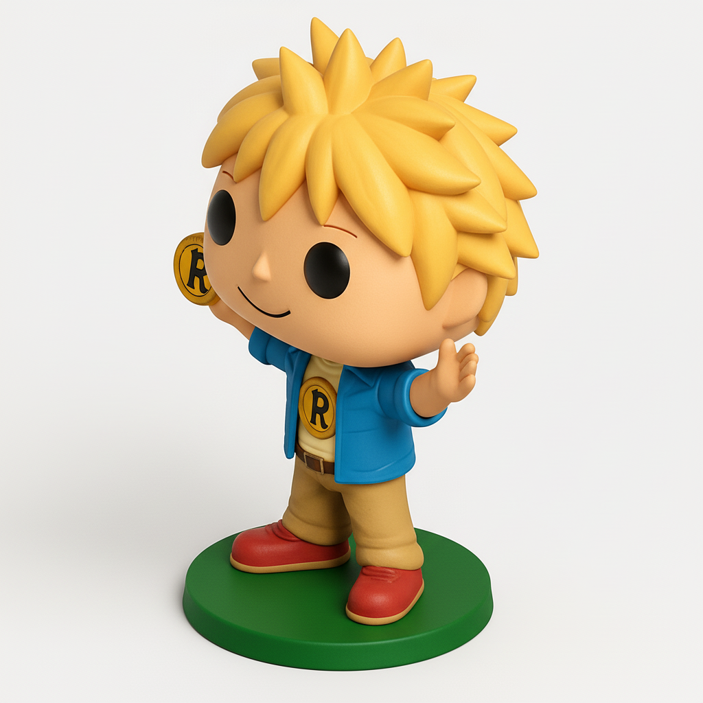 face anatomy 3d model-create 3d face model from photo_Spiky Hair R-Coin Boy Funko Style Figurine Print