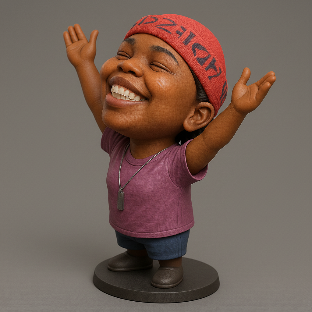 silhouette 3d printer maker-3d portrait printing_Joyful Kid Figure with Arms Up