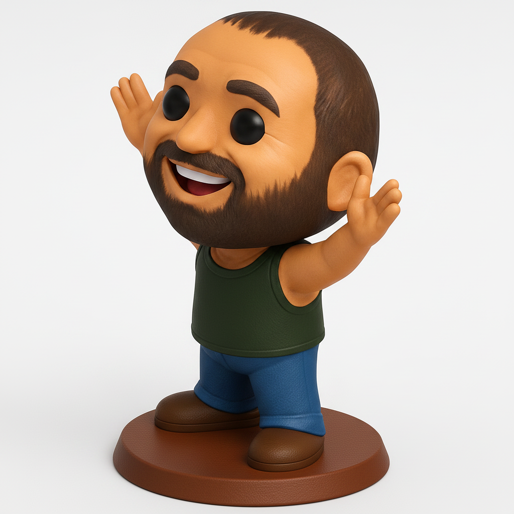 face to 3d model ai-3D portrait printing from photo_Enthusiastic Welcoming Guy Figurine - Desktop Joy!